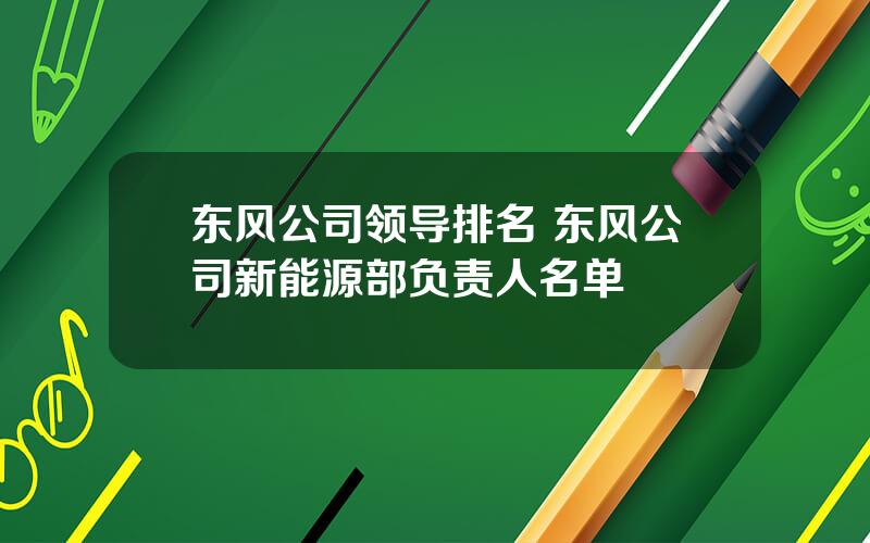 东风公司领导排名 东风公司新能源部负责人名单